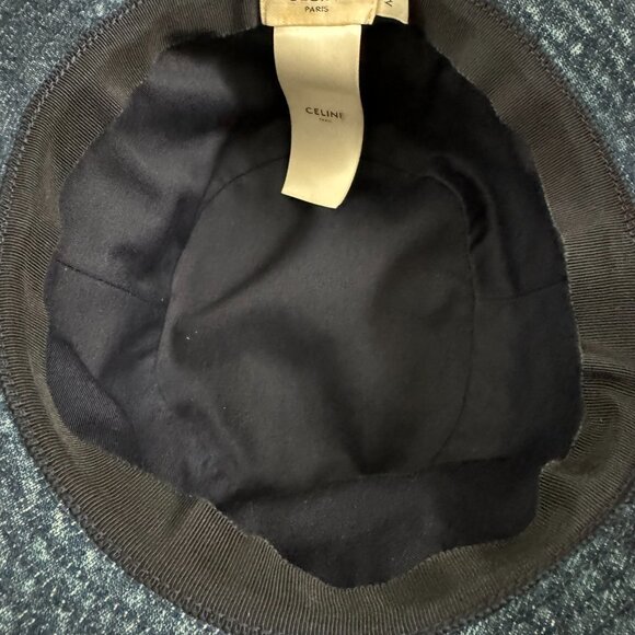 CELINE Denim Logo Embroidered Bucket Hat Sz. M - Picture 8 of 9